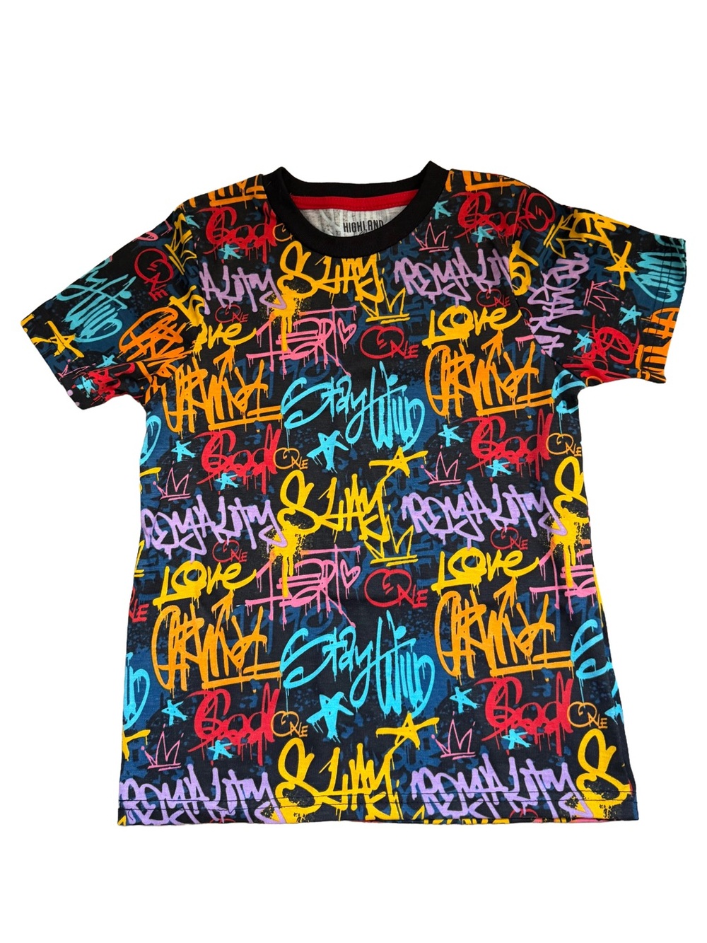 Highland Originals Boys Size 8 Graffiti Graphic T-Shirt Streetwear School Grunge